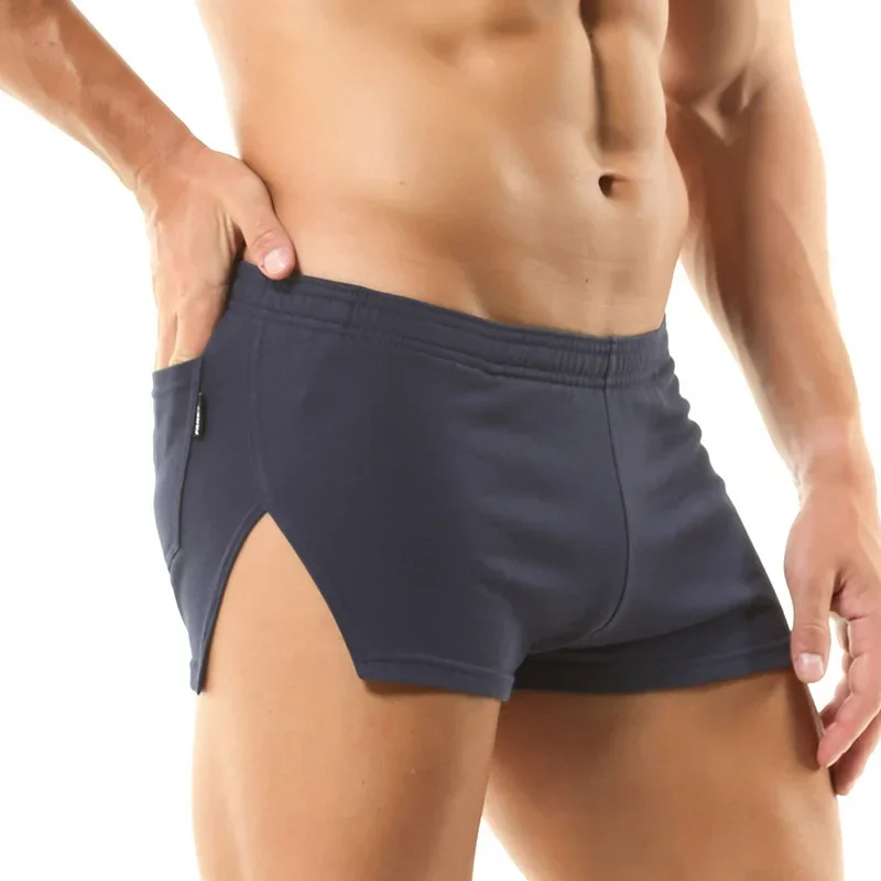 Trunk Breathable Men - กางเกงขาสั้นผู้ชายผ้าฝ้ายสีทึบBreathable AroกางเกงSweatpantsฟิตเนสBeachwear Trunkฤดูร้อนกางเกงขาสั้นชายหาด