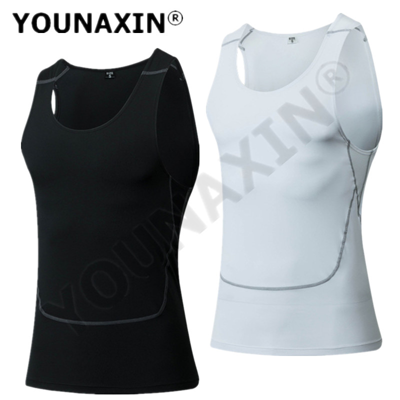 T Shirt Tight Fit - เสื้อกีฬาสีดำผู้ชายรัดรูปเสื้อแขนกุดสีขาวแขนกุดเสื้อสเวตเชิ้ตเสื้อกล้ามชุดกีฬา