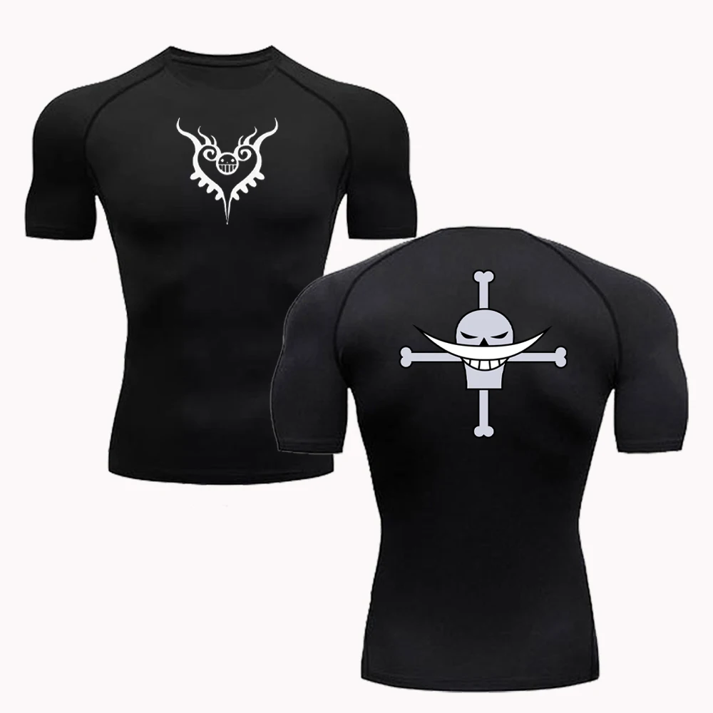 T Shirt Tight Fit - ฤดูร้อนผู้ชายเสื้อผ้าป้องกันแสงแดดอะนิเมะเสื้อยืดฟิตเนสแห้งเร็ววิ่งฟิตเนสเสื้อยืดกีฬารัดรูปราชการ์ด S-3XL