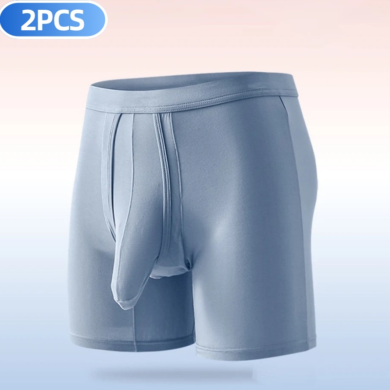 Long Leg Trunk Men - 2PCS Mensขายาวชุดชั้นในแยกBallกระเป๋าBreathable ComfortกีฬาSeamless Boxerกางเกงว่ายน้ํากางเกงขาสั้นCalzoncillo Hombre