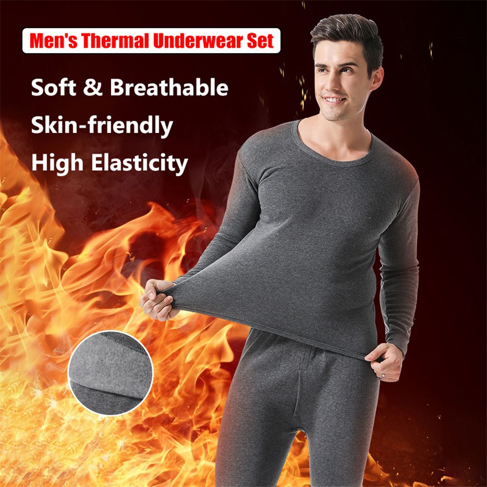 Thermal Long John - ชุดชั้นในกันหนาวบุด้วยผ้าฟลีซเนื้อนุ่มพิเศษสำหรับผู้ชาย ชุดชั้นในกันหนาวสำหรับผู้ชาย ชุดลองจอห์นสำหรับผู้ชาย ชุดเสื้อและกางเกง