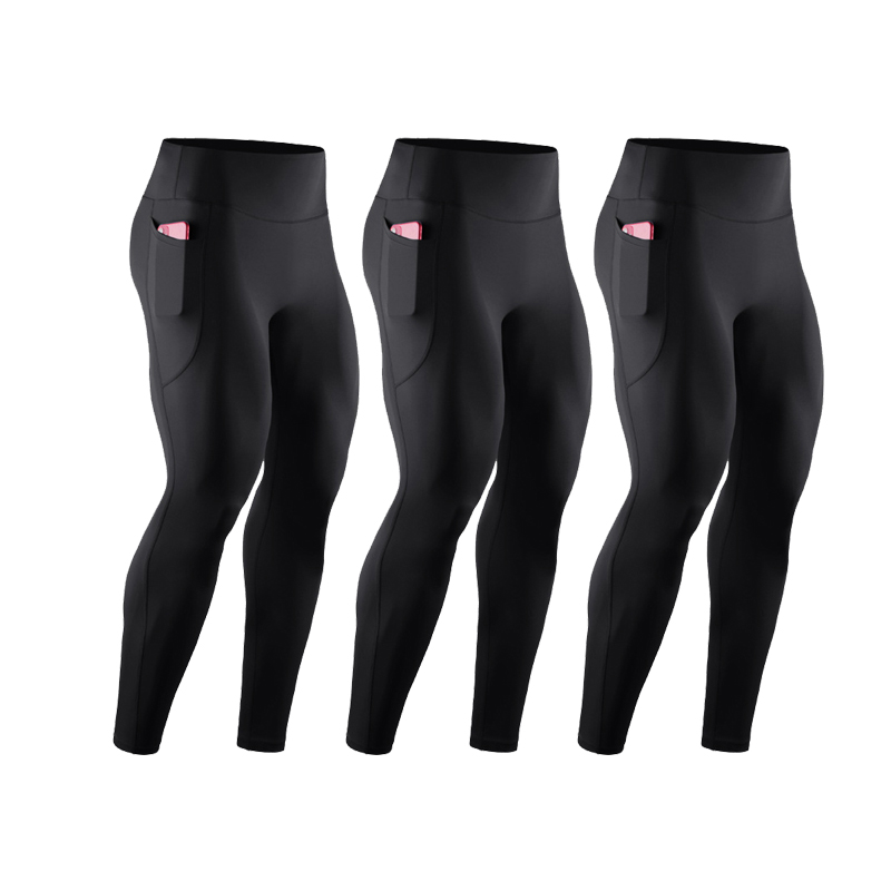 Compression Long Pant - กางเกงรัดรูปเอวสูงสำหรับผู้ชาย 3 ชิ้น พร้อมกระเป๋า แห้งเร็ว เหมาะสำหรับออกกำลังกาย