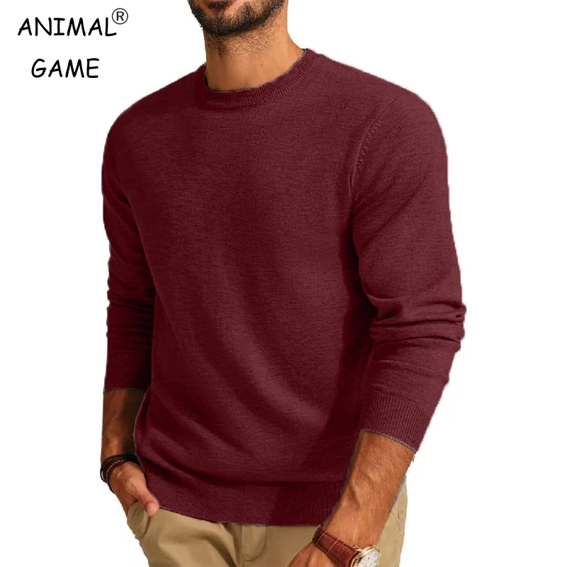 Thermal Long John - เสื้อกันหนาวแขนยาวผู้ชายลูกเรือคอ Basic น้ําหนักเบาถักเสื้อฤดูใบไม้ร่วง WARM Streetwear กลางแจ้ง