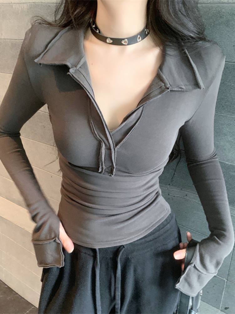 เสื้อยืดแขนยาวคอวีทรงเข้ารูปสำ - T Shirt Tight Fit บทวิจารณ์และราคา