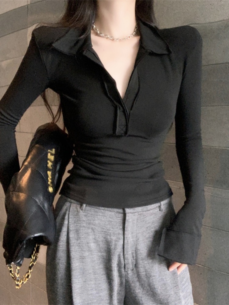 เสื้อยืดแขนยาวคอวีทรงเข้ารูปสำ - T Shirt Tight Fit บทวิจารณ์และราคา