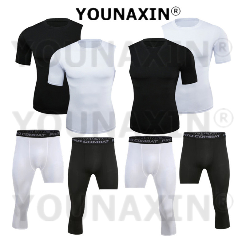 ชุดกีฬายูนิเซ็กซ์เสื้อยืดแขนสั - T Shirt Tight Fit บทวิจารณ์และราคา